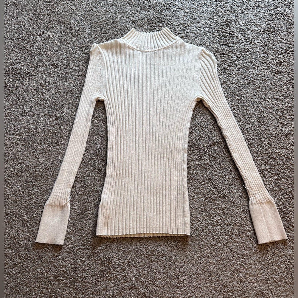 LOFT Cream Ribbed Sweater
